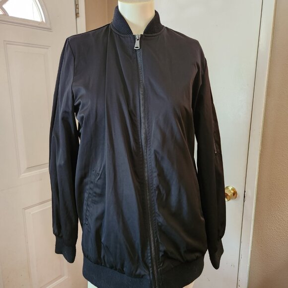 Bernardo Jacket Womens Small Black Bomber Military Full Zip Boho Coat Pockets - Picture 14 of 14